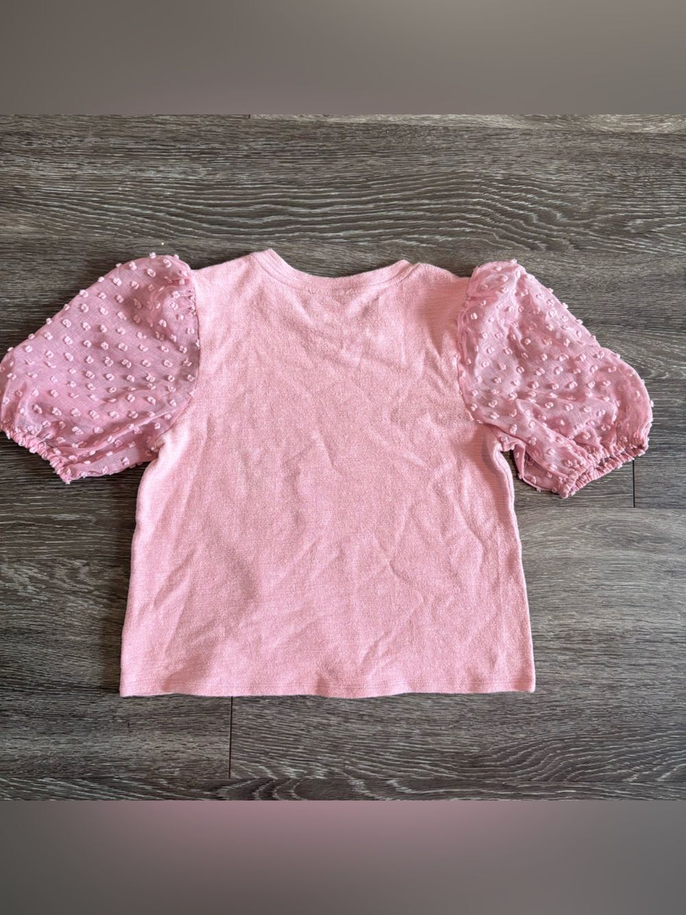 Maeve Anthropologie Puff Sleeve Top Womens Small Pink Swiss Dot Knit - Picture 4 of 9